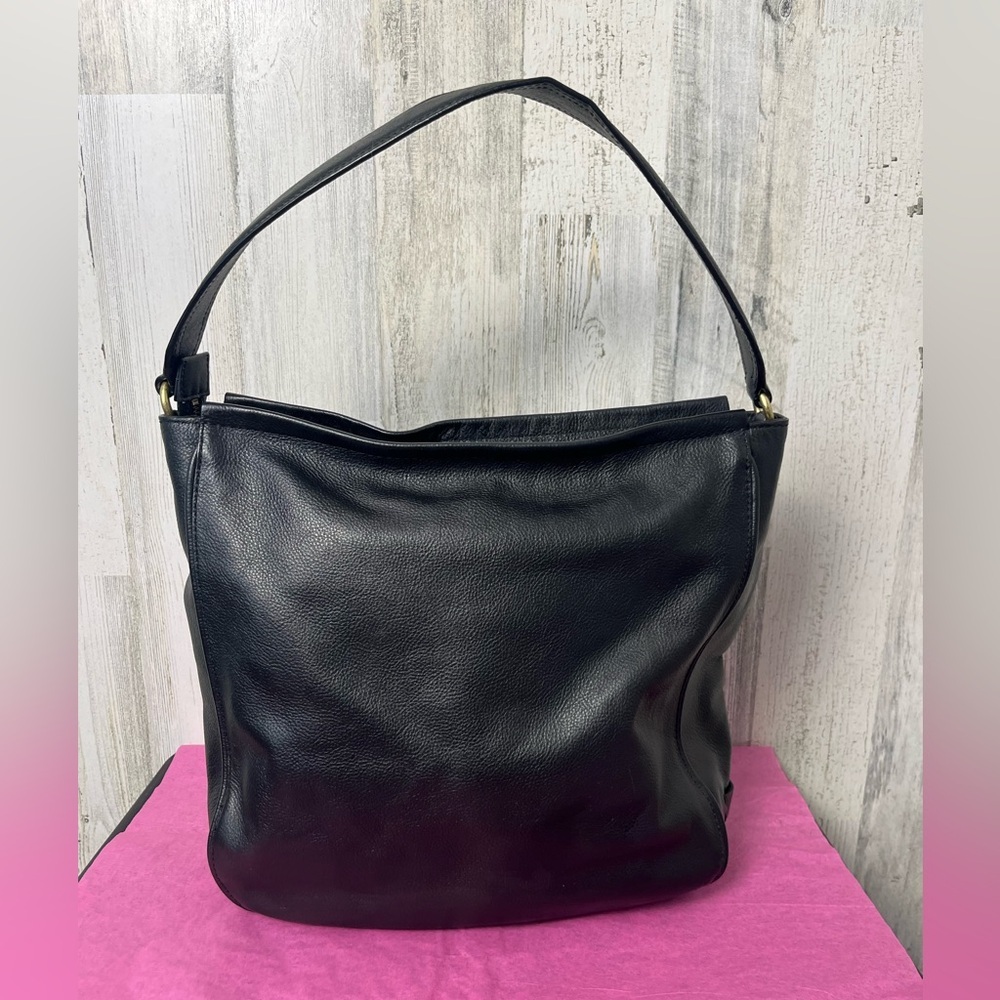 Cole Haan Black leather bucket shoulder bag
